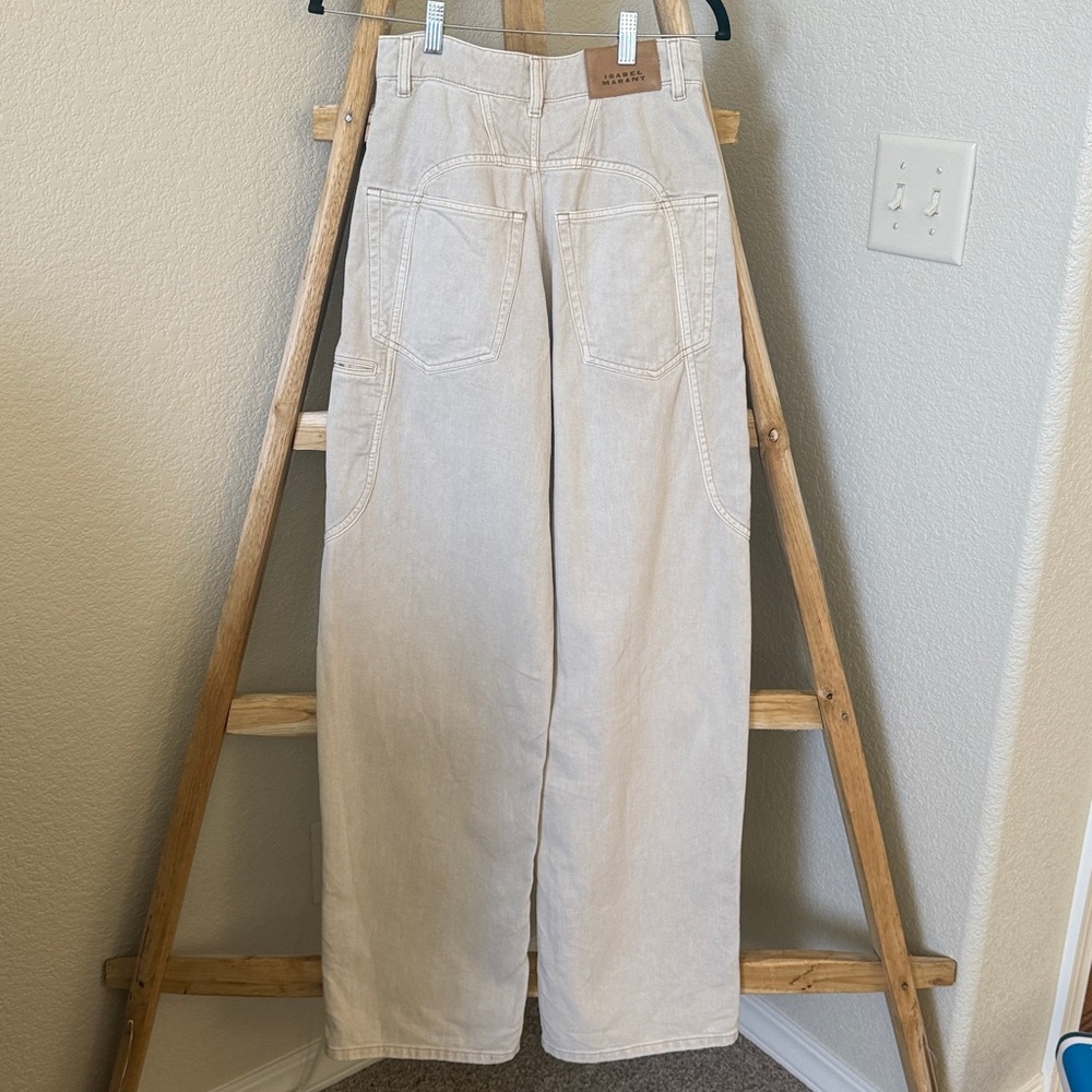 NWT ISABEL MARANT Beryl Straight Leg Jeans in Ecru - Picture 11 of 12